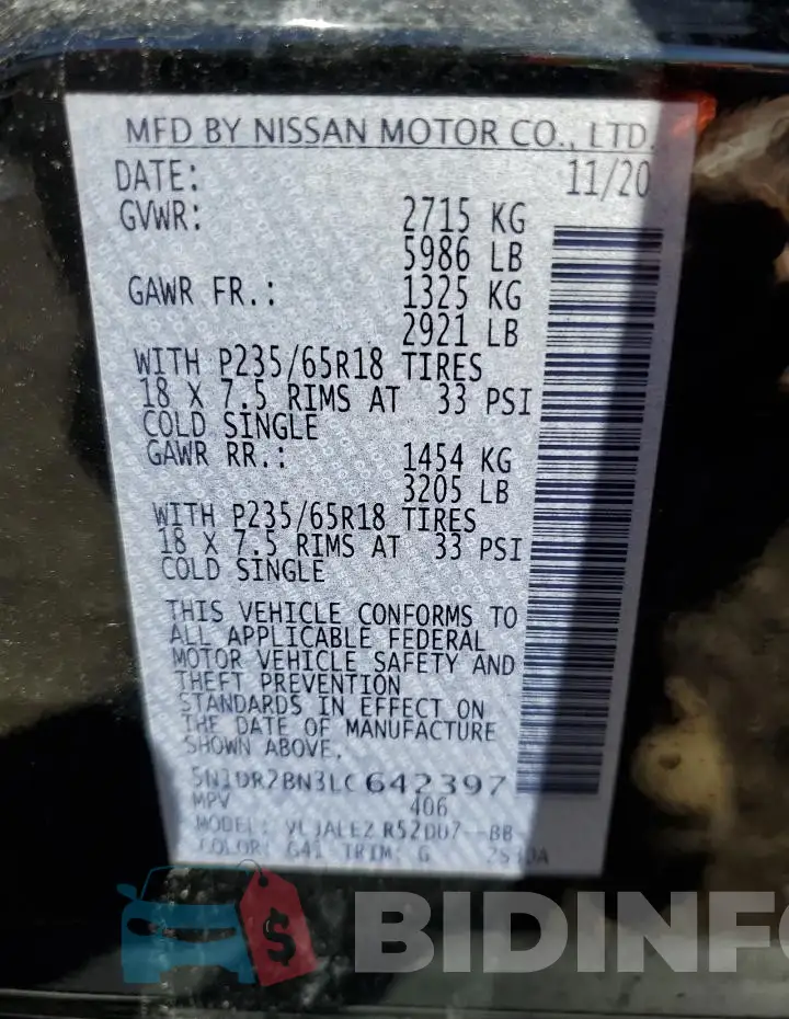 5N1DR2BN3LC642397 Photo# 12