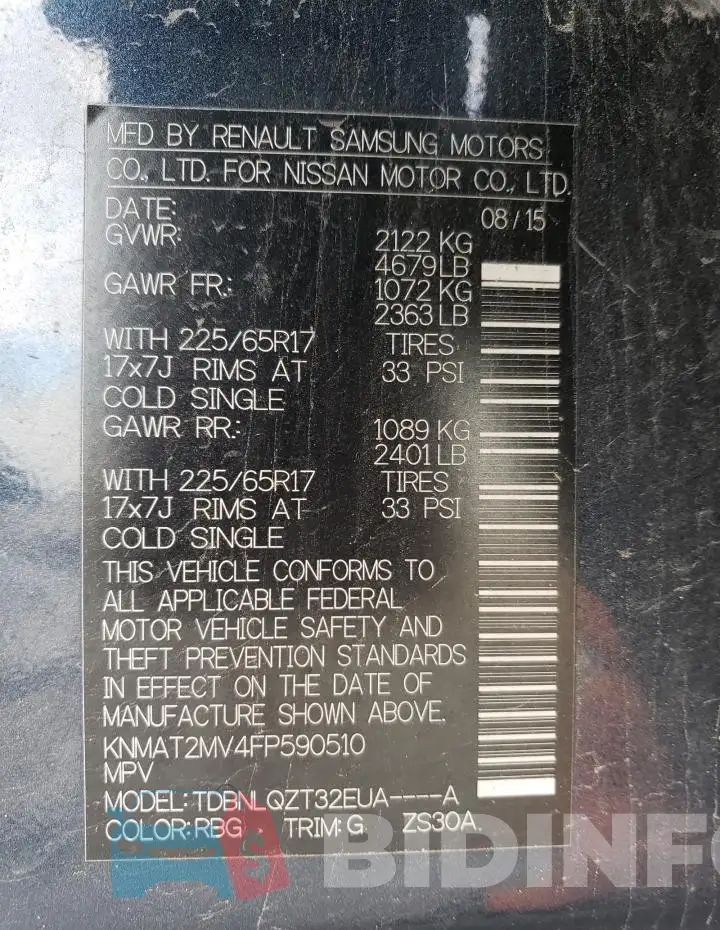 KNMAT2MV4FP590510 Photo# 13