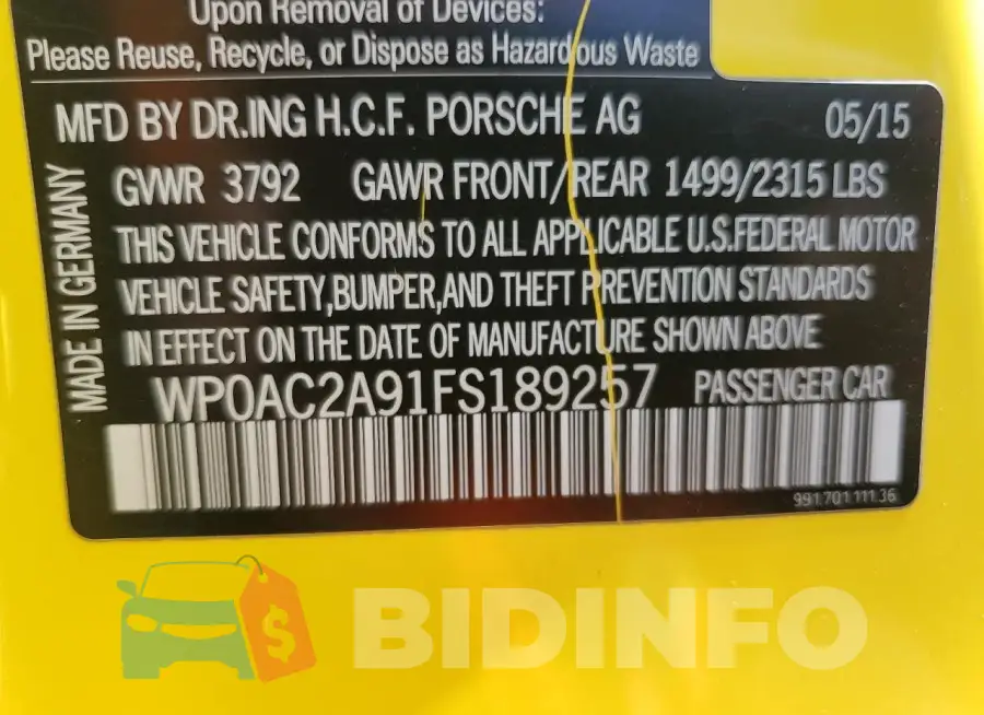 WP0AC2A91FS189257 Photo# 12
