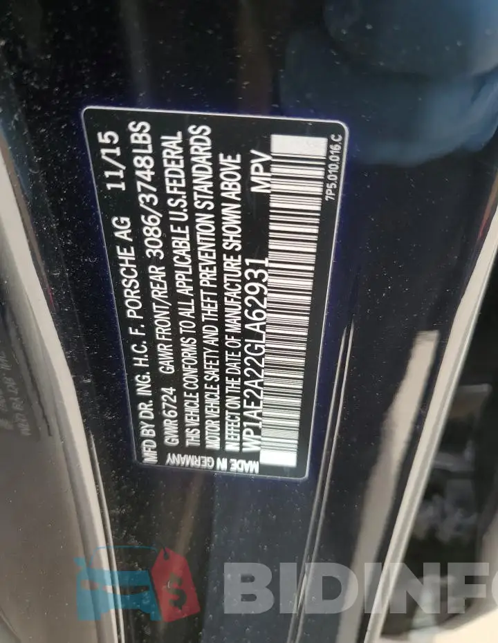 WP1AE2A22GLA62931 Photo# 13