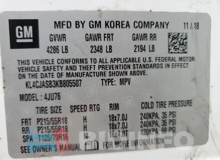 KL4CJASB3KB805507 Photo# 13