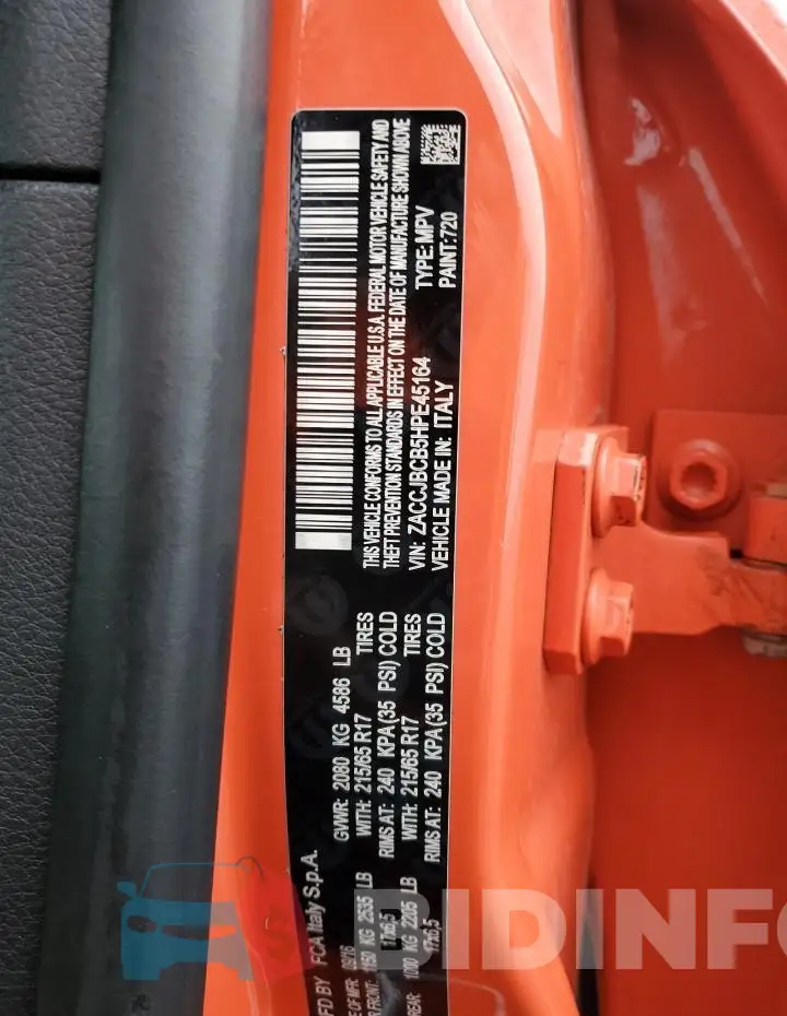ZACCJBCB5HPE45164 Photo# 14