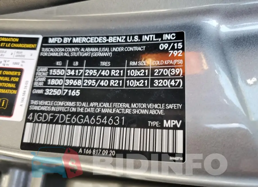 4JGDF7DE6GA654631 Photo# 14