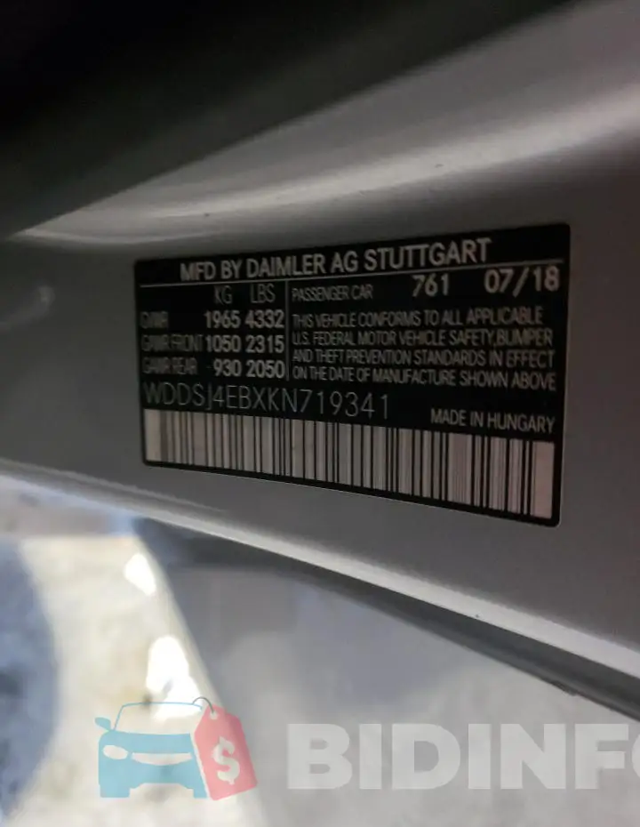 WDDSJ4EBXKN719341 Photo# 12