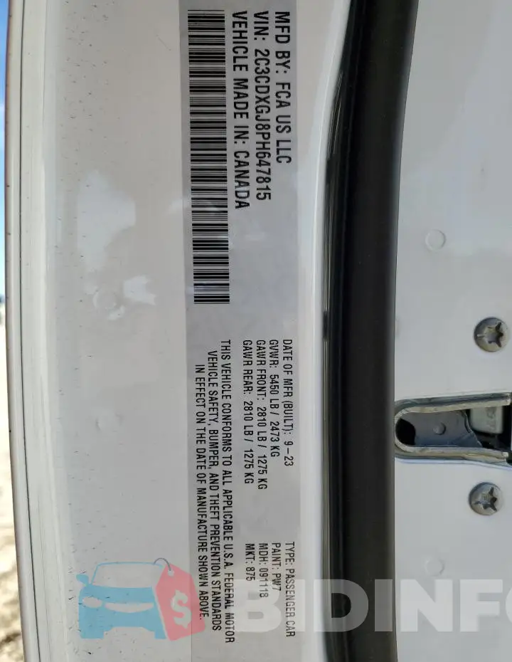 2C3CDXGJ8PH647815 Photo# 12