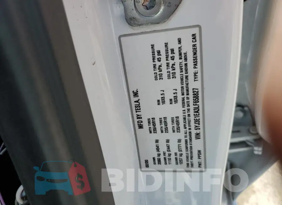 5YJ3E1EA3LF658827 Photo# 13