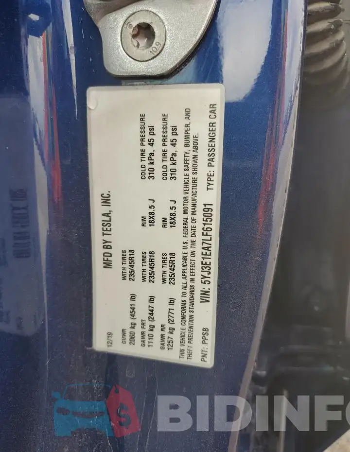 5YJ3E1EA7LF615091 Photo# 12