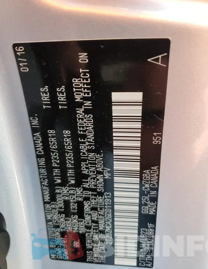 2T2BZMCA2GC011913 Photo# 12