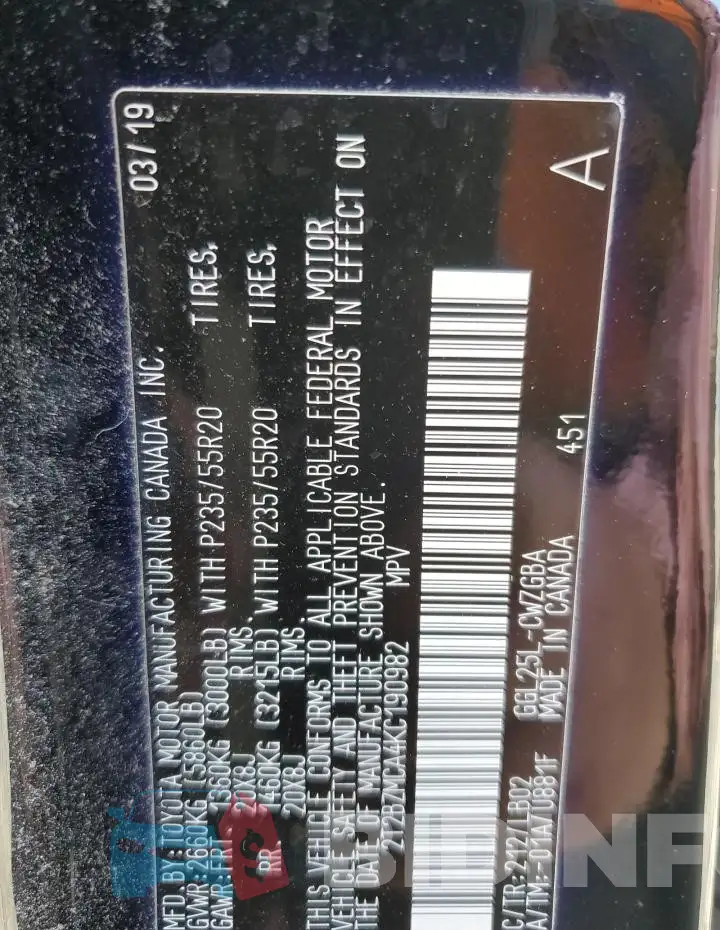 2T2BZMCA4KC190982 Photo# 12