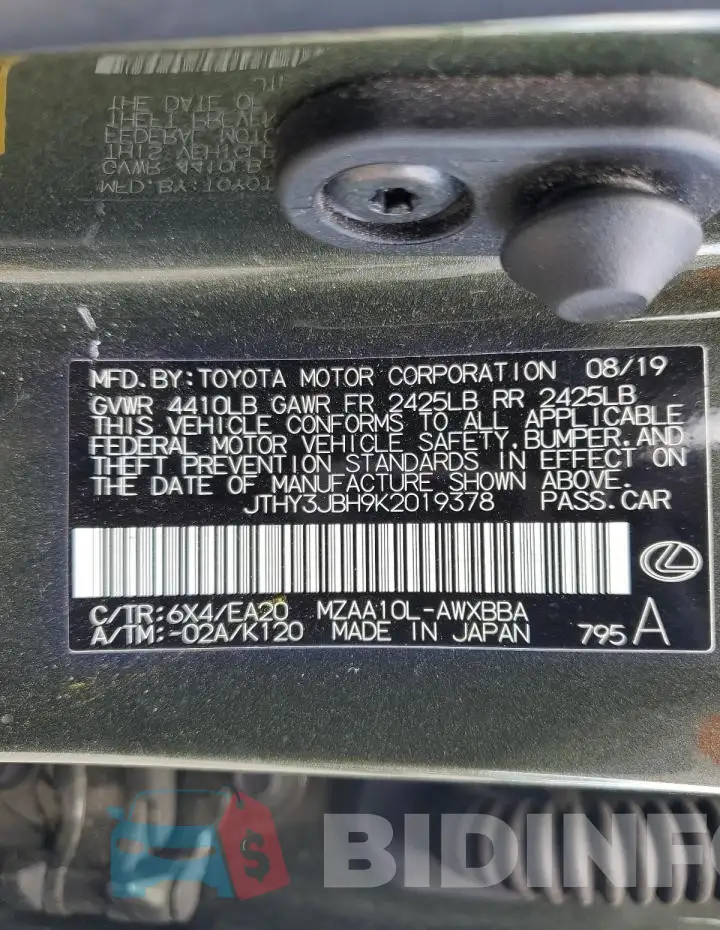 JTHY3JBH9K2019378 Photo# 12