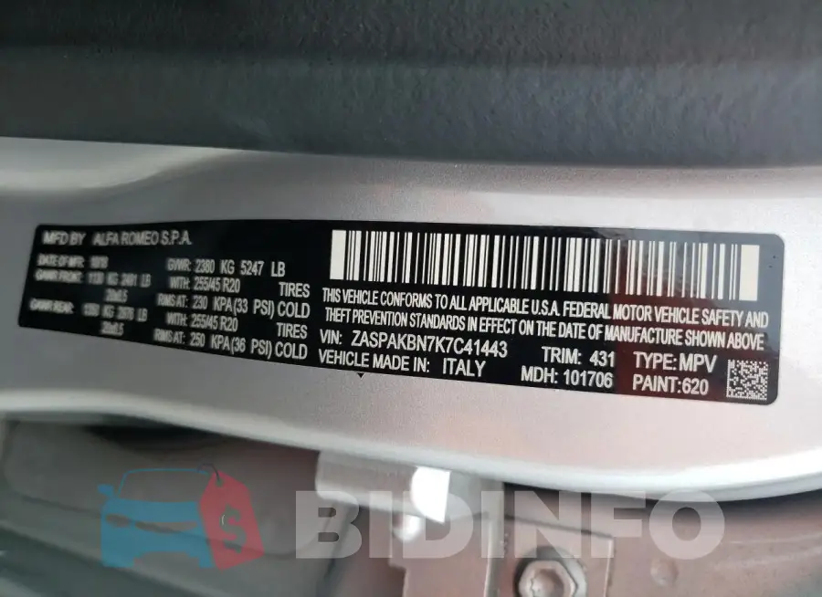 ZASPAKBN7K7C41443 Photo# 12