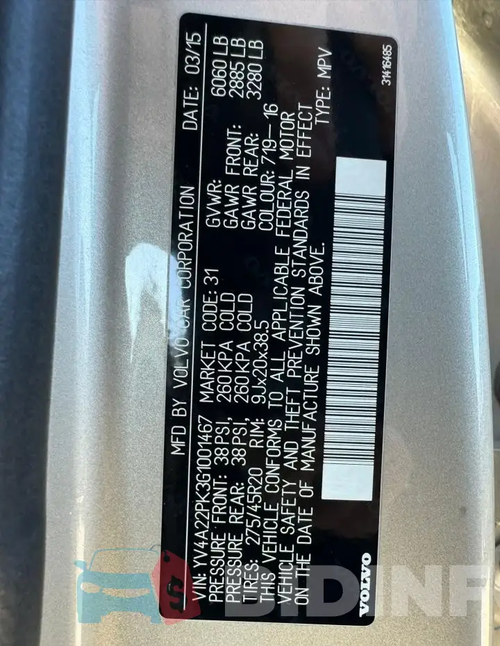 YV4A22PK3G1001467 Photo# 13