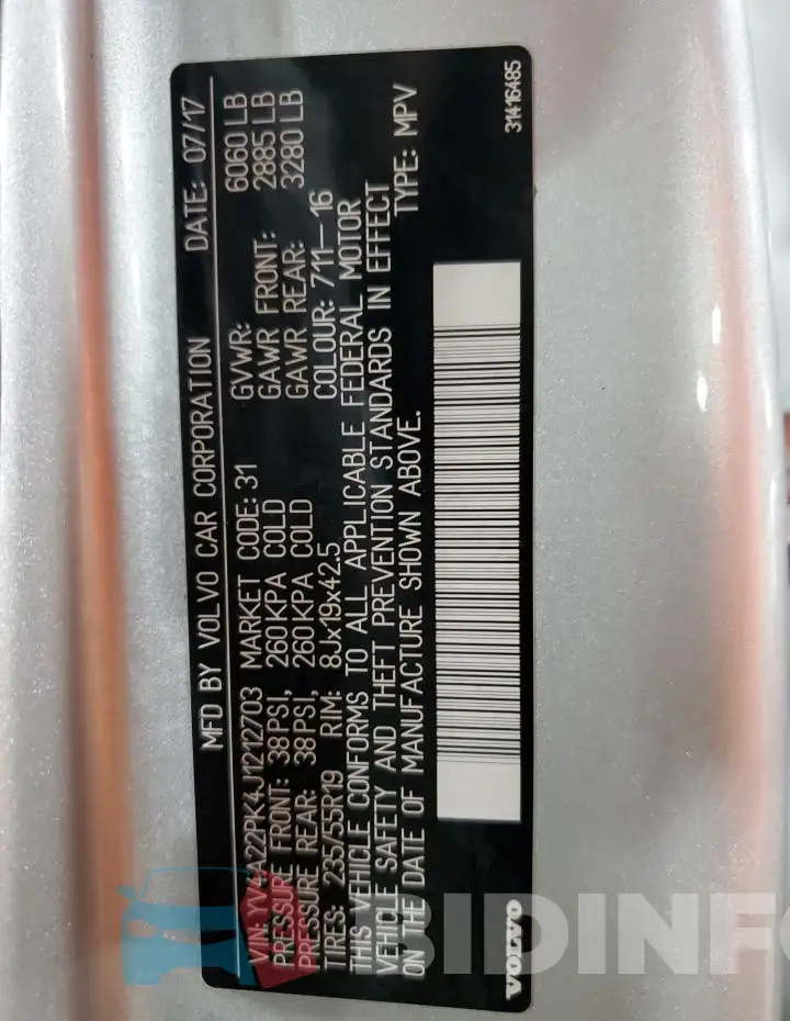 YV4A22PK4J1212703 Photo# 12