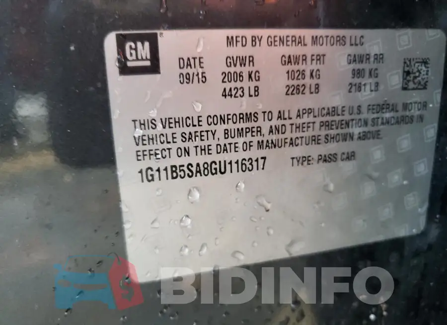 1G11B5SA8GU116317 Photo# 12