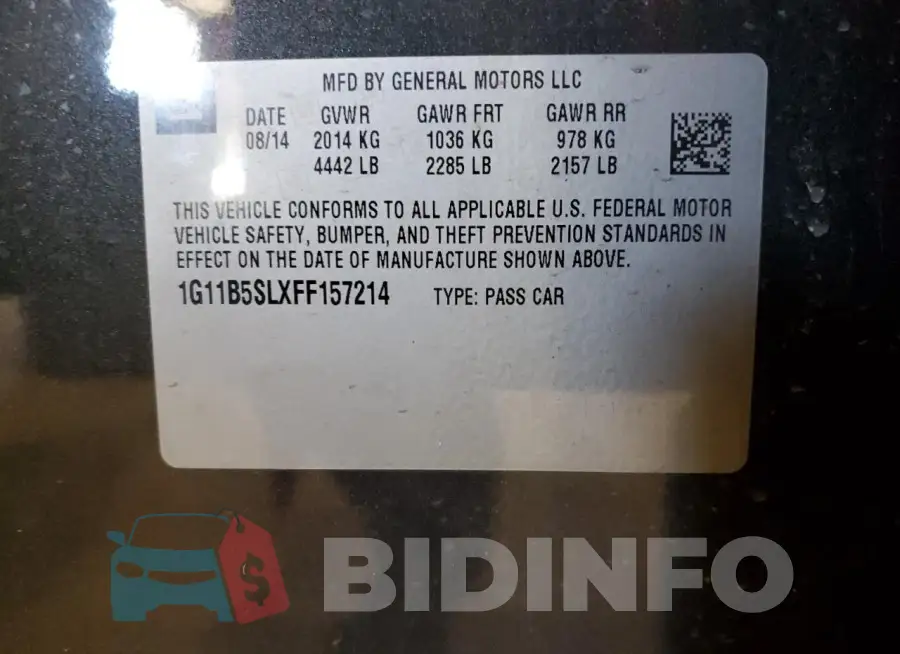 1G11B5SLXFF157214 Photo# 13