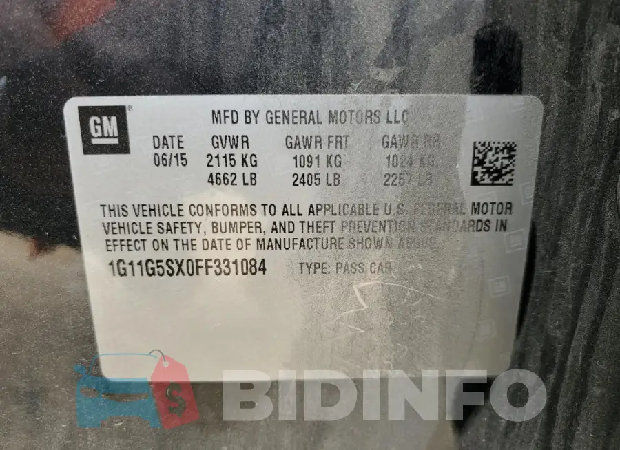 1G11G5SX0FF331084 Photo# 12