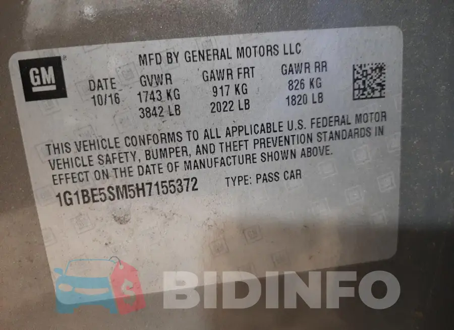1G1BE5SM5H7155372 Photo# 12