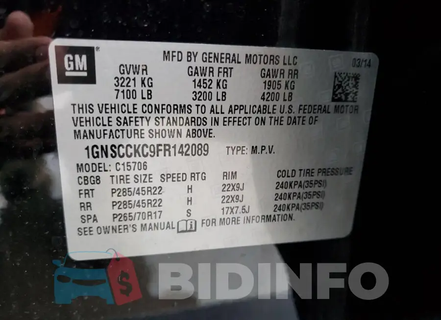 1GNSCCKC9FR142089 Photo# 13