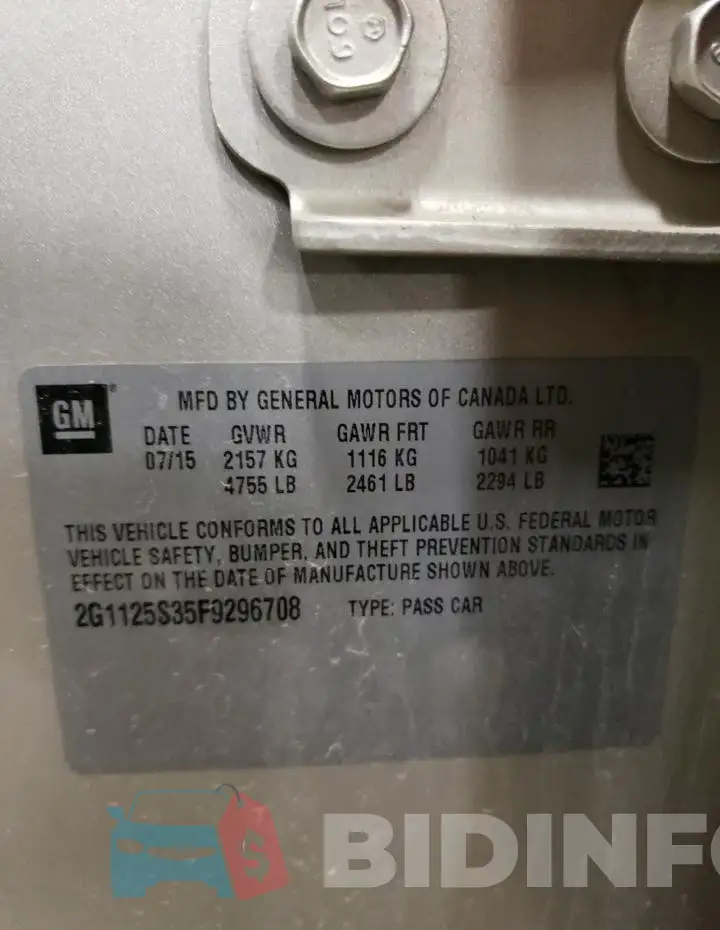 2G1125S35F9296708 Photo# 12