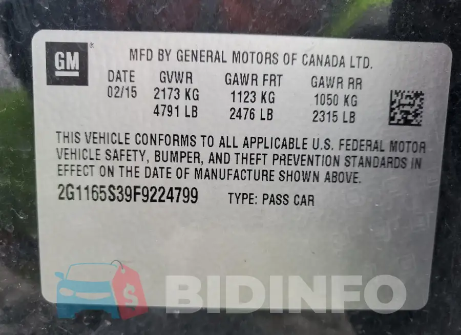 2G1165S39F9224799 Photo# 12