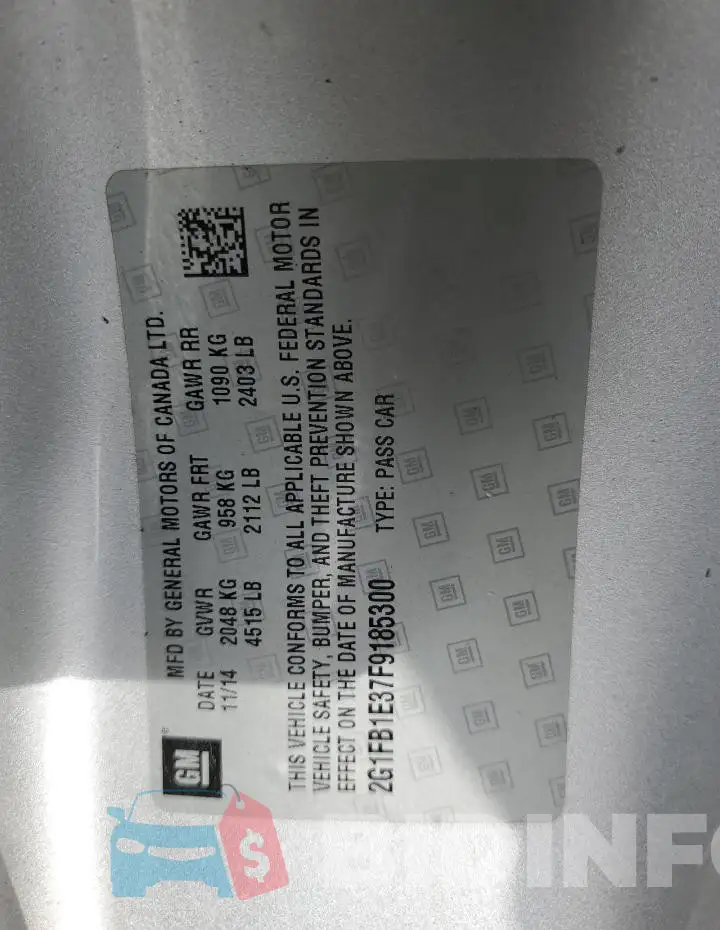 2G1FB1E37F9185300 Photo# 13