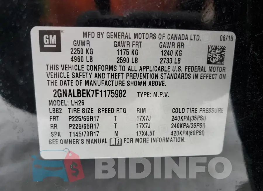 2GNALBEK7F1175982 Photo# 14