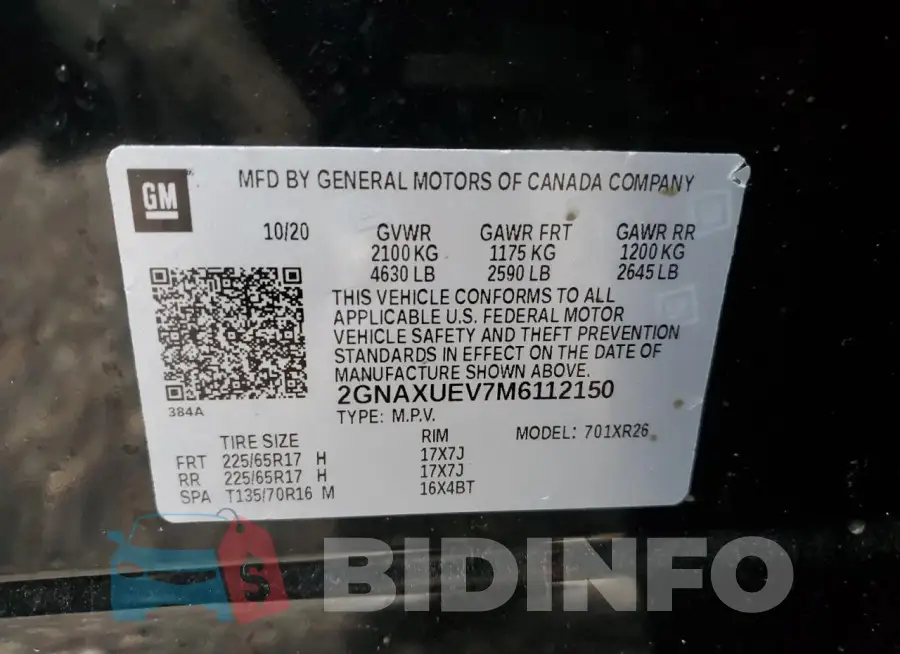 2GNAXUEV7M6112150 Photo# 12