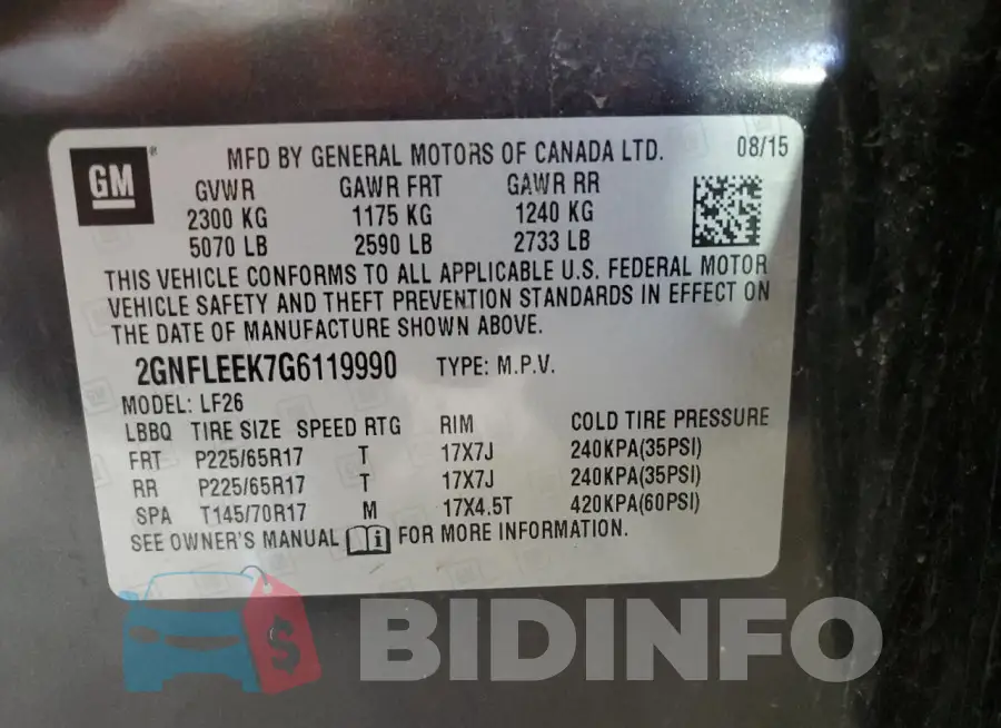 2GNFLEEK7G6119990 Photo# 13