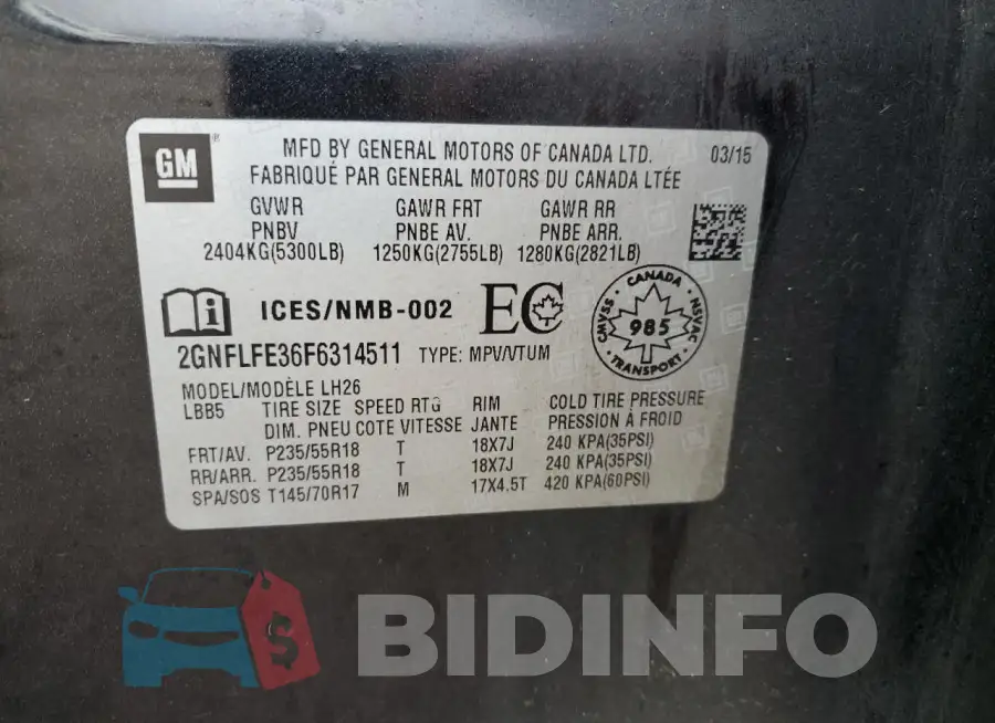 2GNFLFE36F6314511 Photo# 14