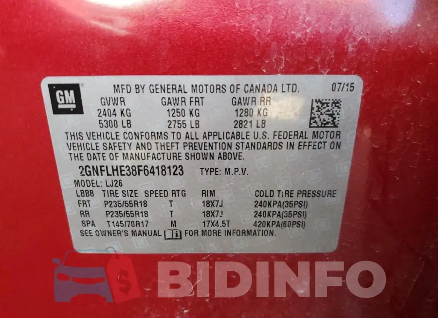 2GNFLHE38F6418123 Photo# 12