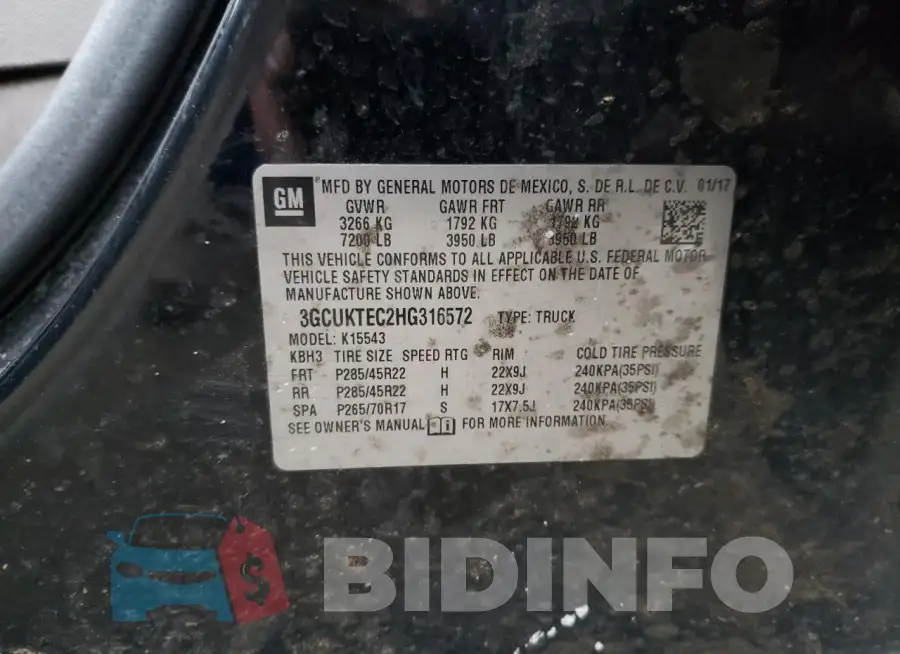 3GCUKTEC2HG316572 Photo# 12