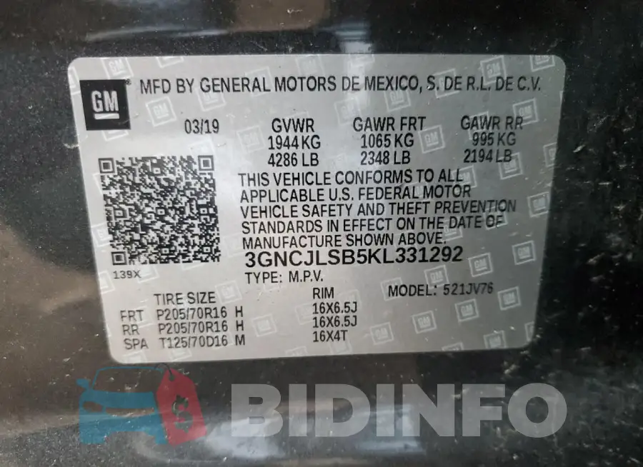 3GNCJLSB5KL331292 Photo# 12