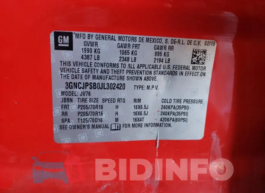 3GNCJPSB0JL302420 Photo# 13