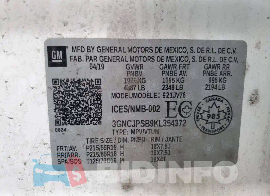 3GNCJPSB9KL354372 Photo# 12
