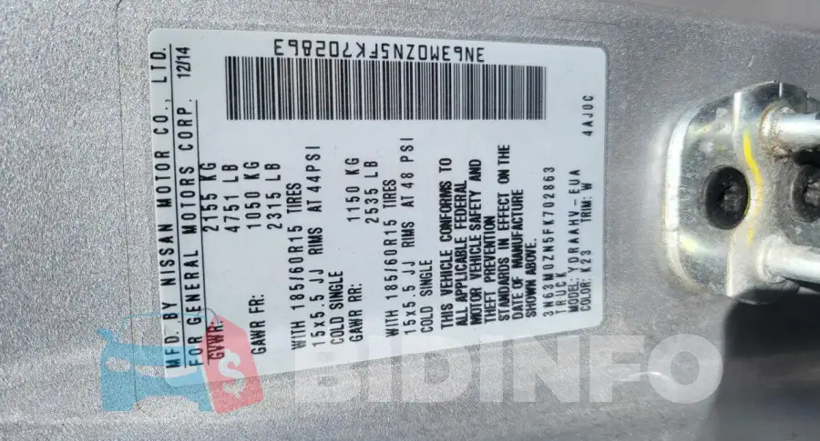 3N63M0ZN5FK702863 Photo# 10