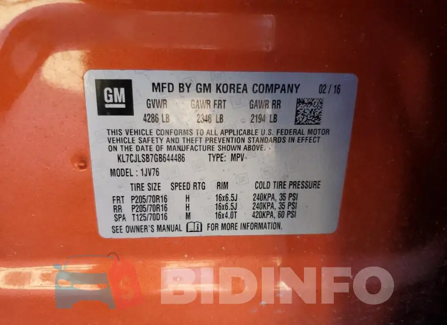 KL7CJLSB7GB644486 Photo# 14