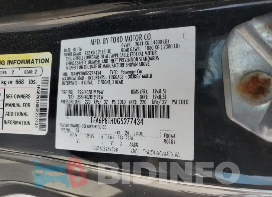 1FA6P8TH0G5277434 Photo# 12