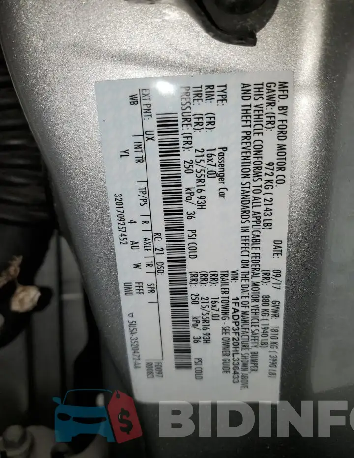 1FADP3F20HL336433 Photo# 13