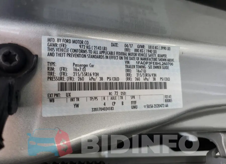 1FADP3FE8HL260700 Photo# 12