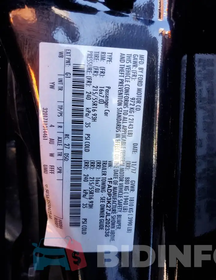1FADP3K27JL202336 Photo# 12