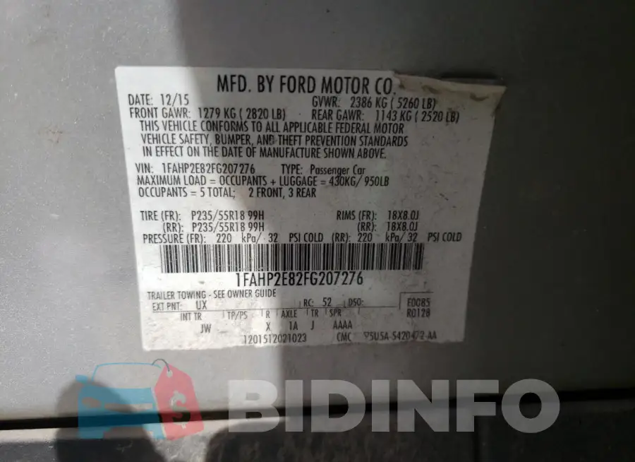 1FAHP2E82FG207276 Photo# 13