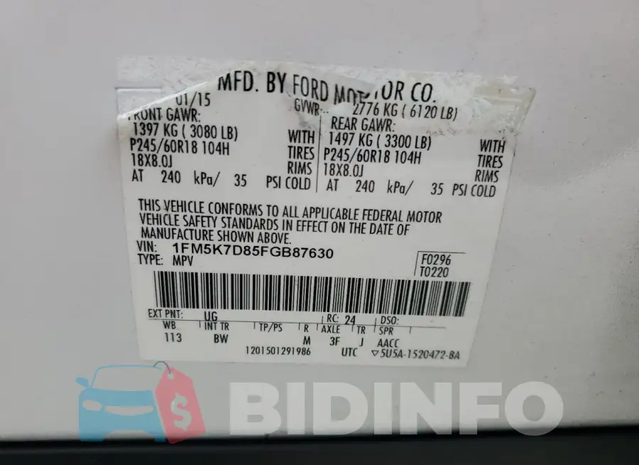 1FM5K7D85FGB87630 Photo# 13
