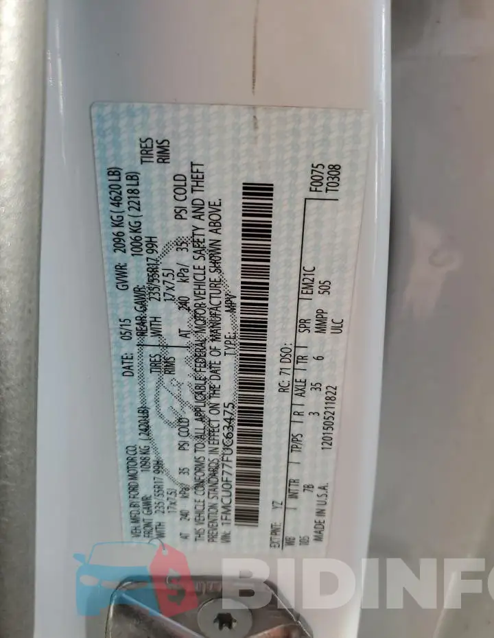 1FMCU0F77FUC63475 Photo# 12