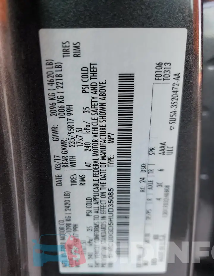 1FMCU0GD5HUD35085 Photo# 13