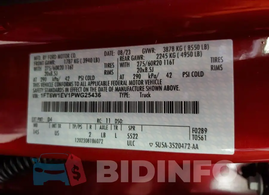 1FT6W1EV1PWG25436 Photo# 12