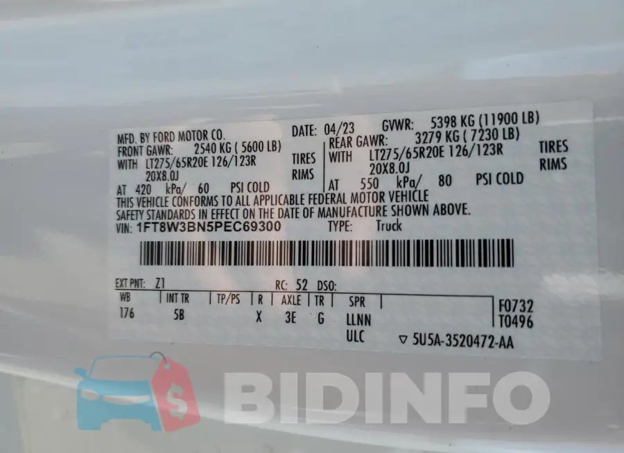 1FT8W3BN5PEC69300 Photo# 12