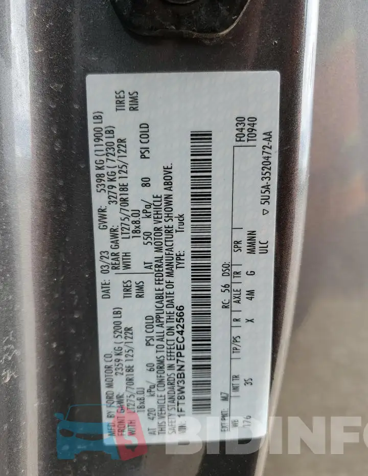1FT8W3BN7PEC42566 Photo# 13