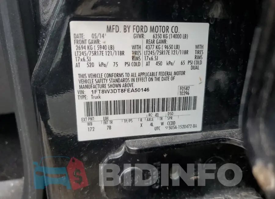 1FT8W3DT8FEA50146 Photo# 13
