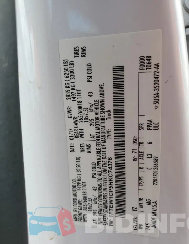 1FTEW1CP5HKC74376 Photo# 12