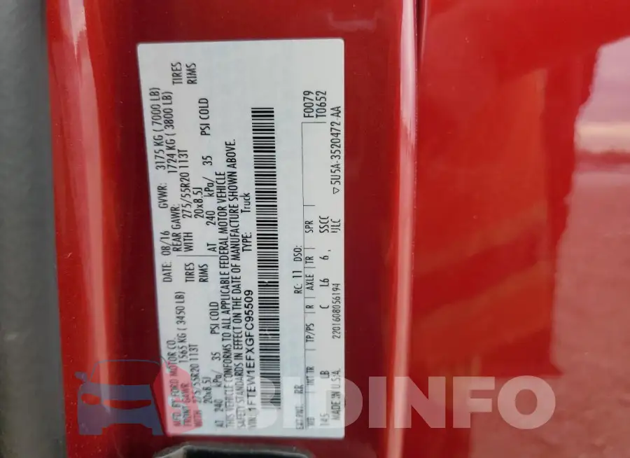 1FTEW1EFXGFC95509 Photo# 12
